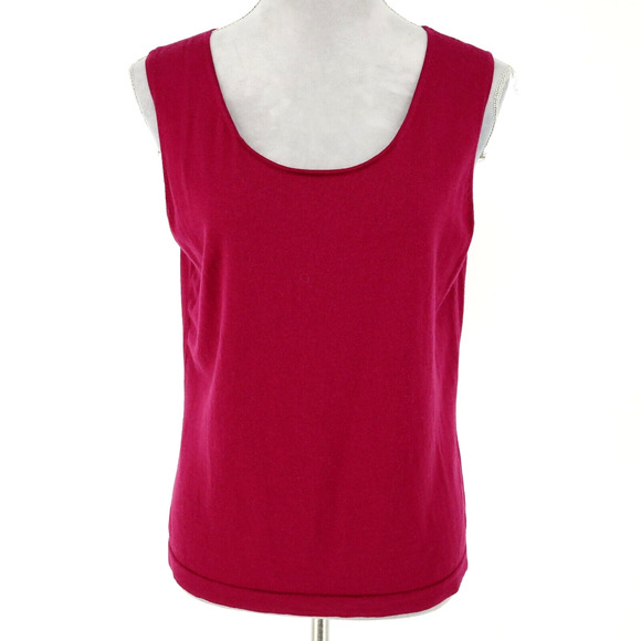 Lafayette 148 Sweater Womens XL Wool Dark Pink Tank Top Super 120s Shell Career - Picture 1 of 13